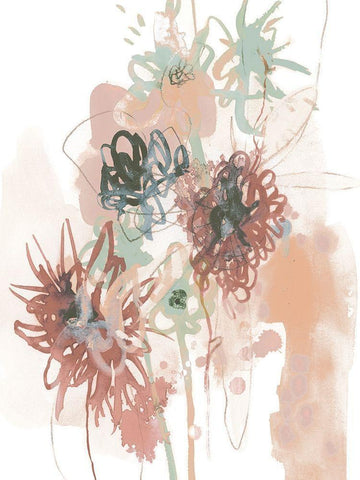 Petal Drift IV White Modern Wood Framed Art Print with Double Matting by Vess, June Erica