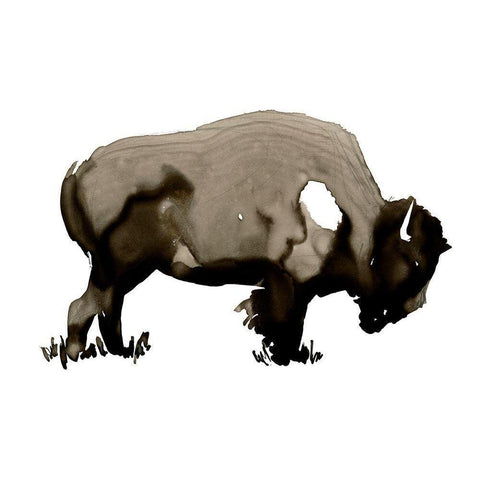 Monochrome Bison I White Modern Wood Framed Art Print by Parker, Jennifer Paxton