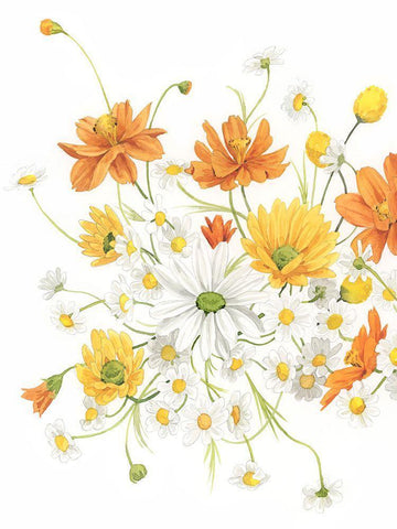 Sunny Wild Bouquet II White Modern Wood Framed Art Print with Double Matting by Popp, Grace