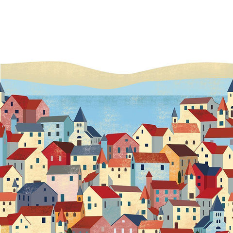 Illustrated Italian Landscape III Black Modern Wood Framed Art Print by Arctic Frame