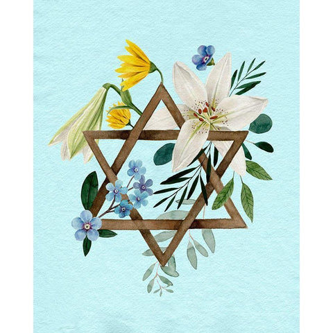 Floral Hanukkah I White Modern Wood Framed Art Print by Popp, Grace