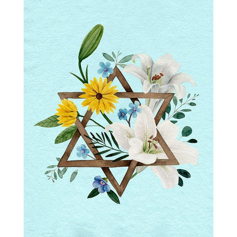 Floral Hanukkah II White Modern Wood Framed Art Print by Popp, Grace