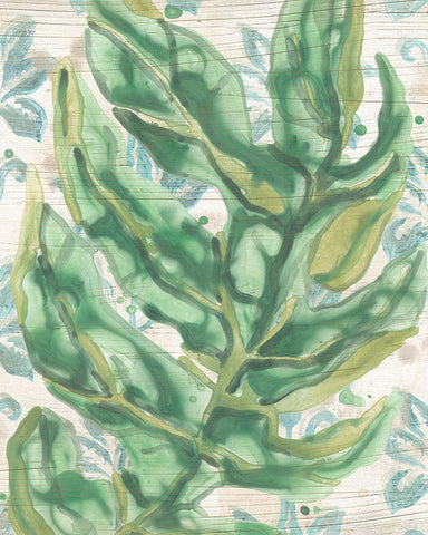 Palms And Patterns II White Modern Wood Framed Art Print with Double Matting by Vess, June Erica