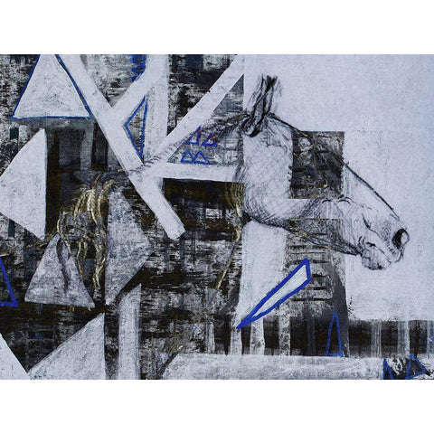 Blue Horse I Gold Ornate Wood Framed Art Print with Double Matting by Arbel, Lori