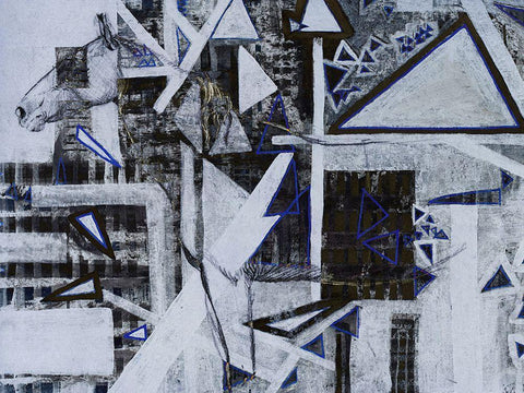 Blue Horse II Black Ornate Wood Framed Art Print with Double Matting by Arbel, Lori