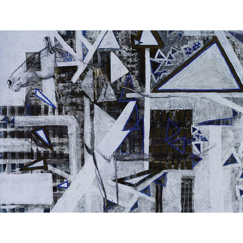 Blue Horse II Black Modern Wood Framed Art Print by Arbel, Lori