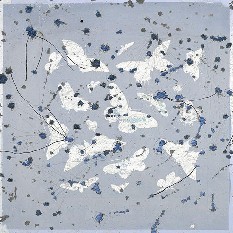 19th Century Butterfly Constellations in Blue II White Modern Wood Framed Art Print by Arbel, Lori