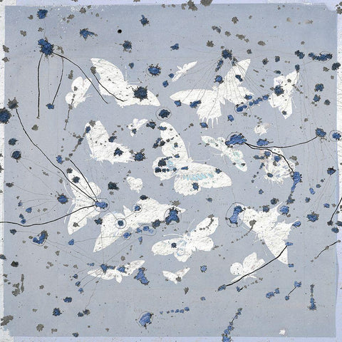 19th Century Butterfly Constellations in Blue II White Modern Wood Framed Art Print with Double Matting by Arbel, Lori