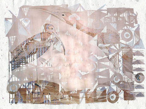 Circles And Triangles with Birds II Black Ornate Wood Framed Art Print with Double Matting by Arbel, Lori