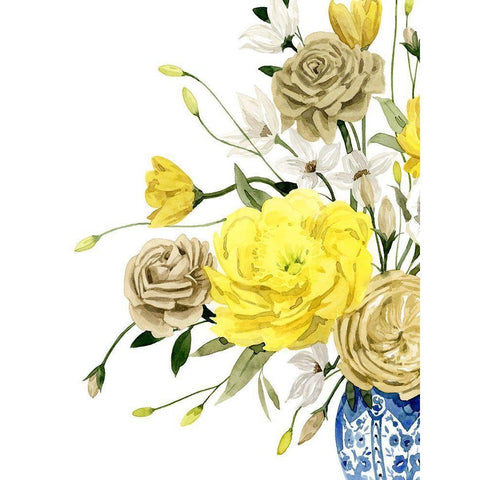 Yellow and Ultramarine Bouquet I White Modern Wood Framed Art Print by Popp, Grace