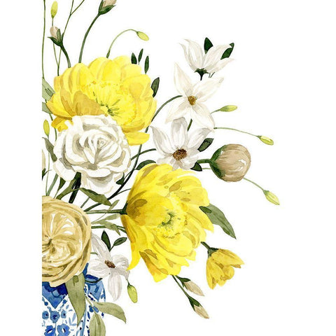 Yellow and Ultramarine Bouquet II Gold Ornate Wood Framed Art Print with Double Matting by Popp, Grace