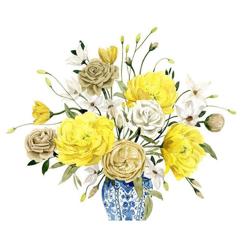 Yellow and Ultramarine Bouquet III White Modern Wood Framed Art Print by Popp, Grace