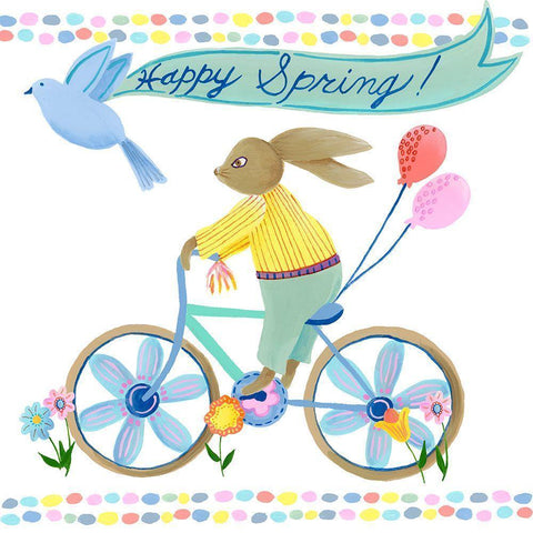 Bunnies on Bikes II White Modern Wood Framed Art Print by Moore, Regina