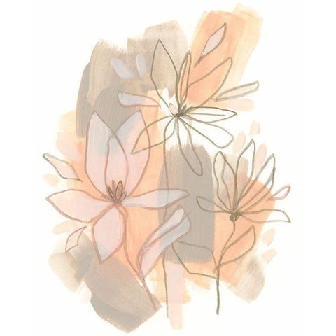 Flower Fragments I Black Modern Wood Framed Art Print with Double Matting by Vess, June Erica