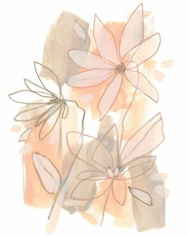 Flower Fragments II White Modern Wood Framed Art Print with Double Matting by Vess, June Erica