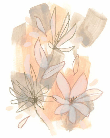 Flower Fragments III White Modern Wood Framed Art Print with Double Matting by Vess, June Erica