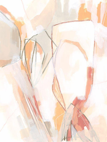 Peach Puzzle I Black Ornate Wood Framed Art Print with Double Matting by Vess, June Erica