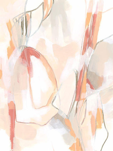 Peach Puzzle II Black Ornate Wood Framed Art Print with Double Matting by Vess, June Erica