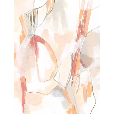 Peach Puzzle II Black Modern Wood Framed Art Print with Double Matting by Vess, June Erica