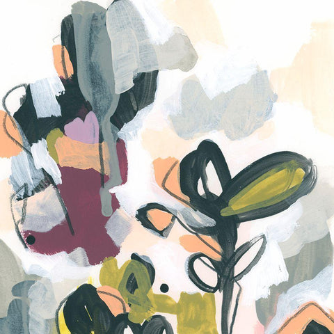 Garden Extraction V Black Modern Wood Framed Art Print with Double Matting by Vess, June Erica