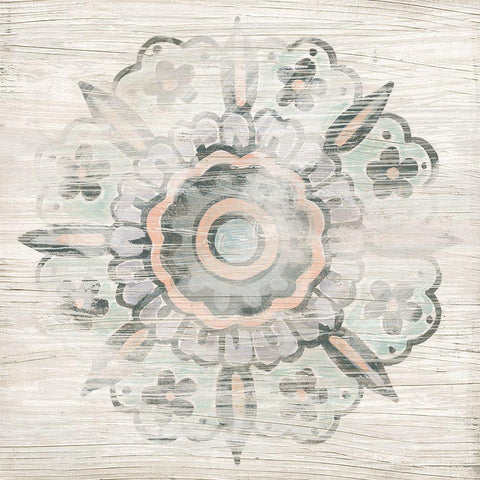 Weathered Emblem II Black Ornate Wood Framed Art Print with Double Matting by Vess, June Erica