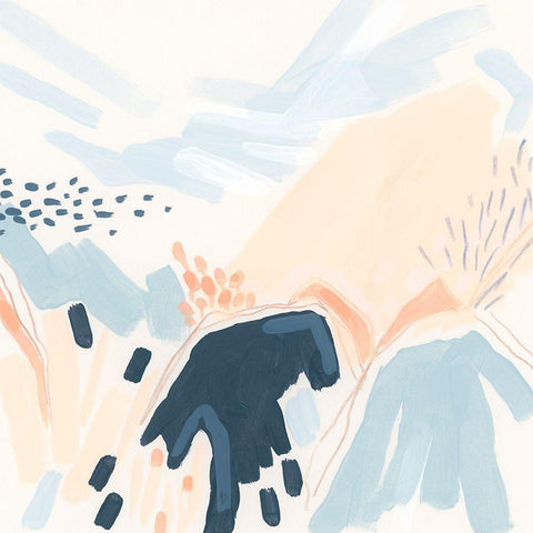 Abstract Fields I White Modern Wood Framed Art Print with Double Matting by Vess, June Erica