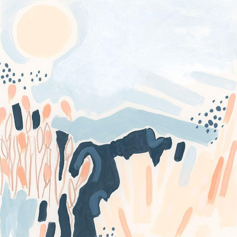 Abstract Fields II White Modern Wood Framed Art Print by Vess, June Erica