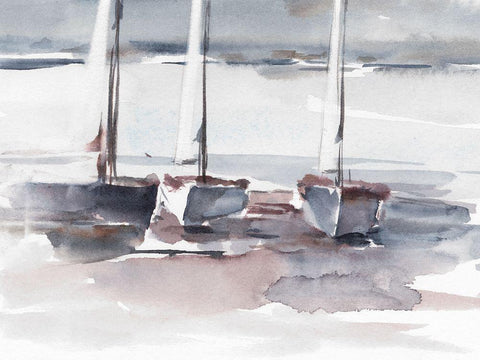 Caribbean Sails II White Modern Wood Framed Art Print with Double Matting by Harper, Ethan