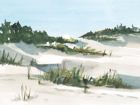 Watercolor Sand Dunes I White Modern Wood Framed Art Print with Double Matting by Harper, Ethan