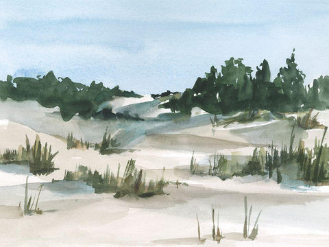 Watercolor Sand Dunes II White Modern Wood Framed Art Print with Double Matting by Harper, Ethan