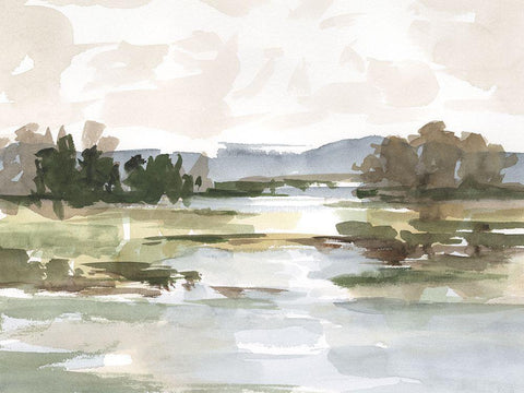 Autumn Stream II White Modern Wood Framed Art Print with Double Matting by Harper, Ethan