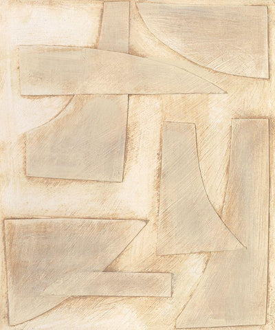 Buff Abstract Shapes I White Modern Wood Framed Art Print with Double Matting by Moore, Regina