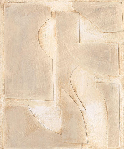 Buff Abstract Shapes II Black Ornate Wood Framed Art Print with Double Matting by Moore, Regina