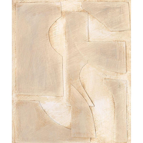 Buff Abstract Shapes II Black Modern Wood Framed Art Print by Moore, Regina