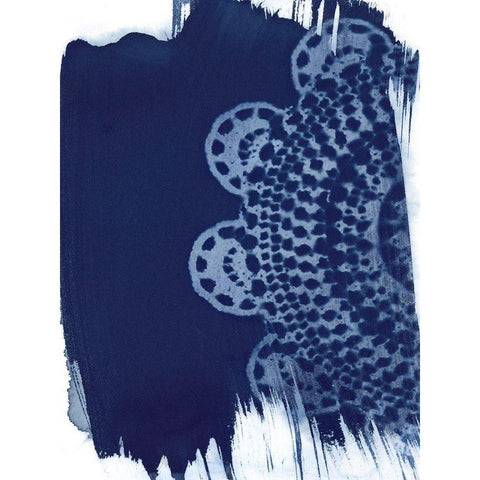Cyan Doily I Black Modern Wood Framed Art Print by Moore, Regina