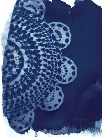Cyan Doily II White Modern Wood Framed Art Print with Double Matting by Moore, Regina