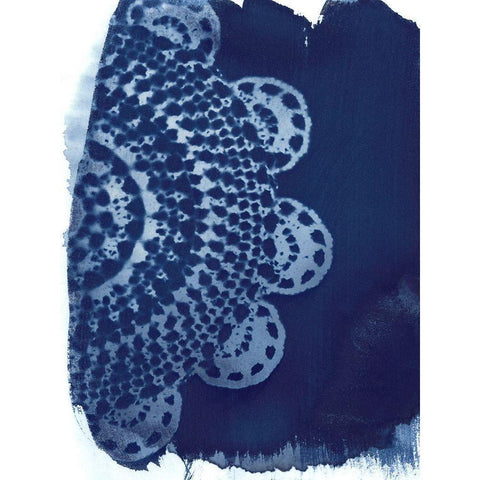 Cyan Doily II Black Modern Wood Framed Art Print by Moore, Regina