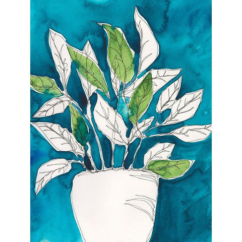 Green Leaves in Pots II Gold Ornate Wood Framed Art Print with Double Matting by Moore, Regina