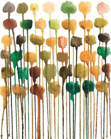 Autumn Drips I White Modern Wood Framed Art Print with Double Matting by Moore, Regina