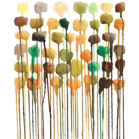 Autumn Drips II Black Modern Wood Framed Art Print with Double Matting by Moore, Regina