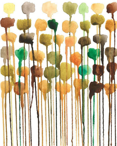 Autumn Drips II White Modern Wood Framed Art Print with Double Matting by Moore, Regina