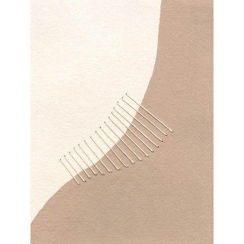 Neutral Stitches I Black Modern Wood Framed Art Print by Moore, Regina