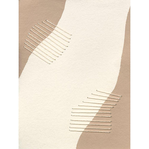 Neutral Stitches II White Modern Wood Framed Art Print by Moore, Regina