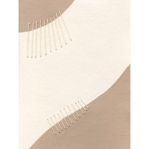 Neutral Stitches III White Modern Wood Framed Art Print by Moore, Regina