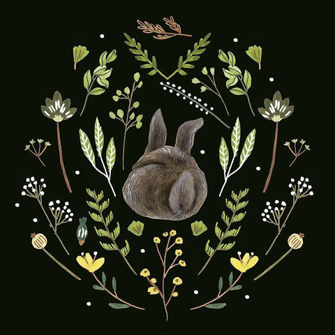 Bunny Field II Black Ornate Wood Framed Art Print with Double Matting by Wang, Melissa