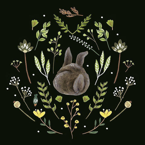 Bunny Field II Black Modern Wood Framed Art Print by Wang, Melissa