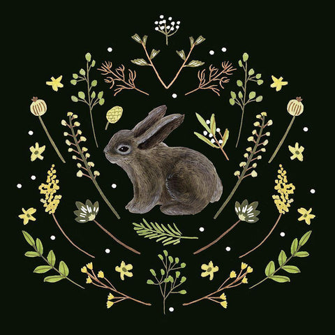 Bunny Field III White Modern Wood Framed Art Print by Wang, Melissa