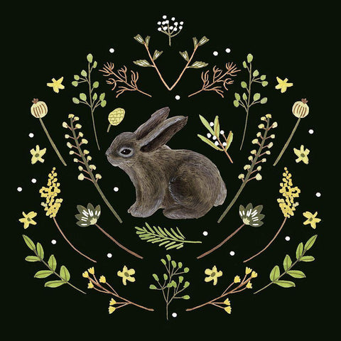 Bunny Field III Black Ornate Wood Framed Art Print with Double Matting by Wang, Melissa