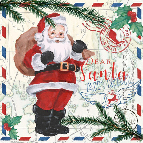 Christmas Par Avion I Black Modern Wood Framed Art Print with Double Matting by Harper, Ethan