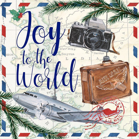 Christmas Par Avion II White Modern Wood Framed Art Print with Double Matting by Harper, Ethan